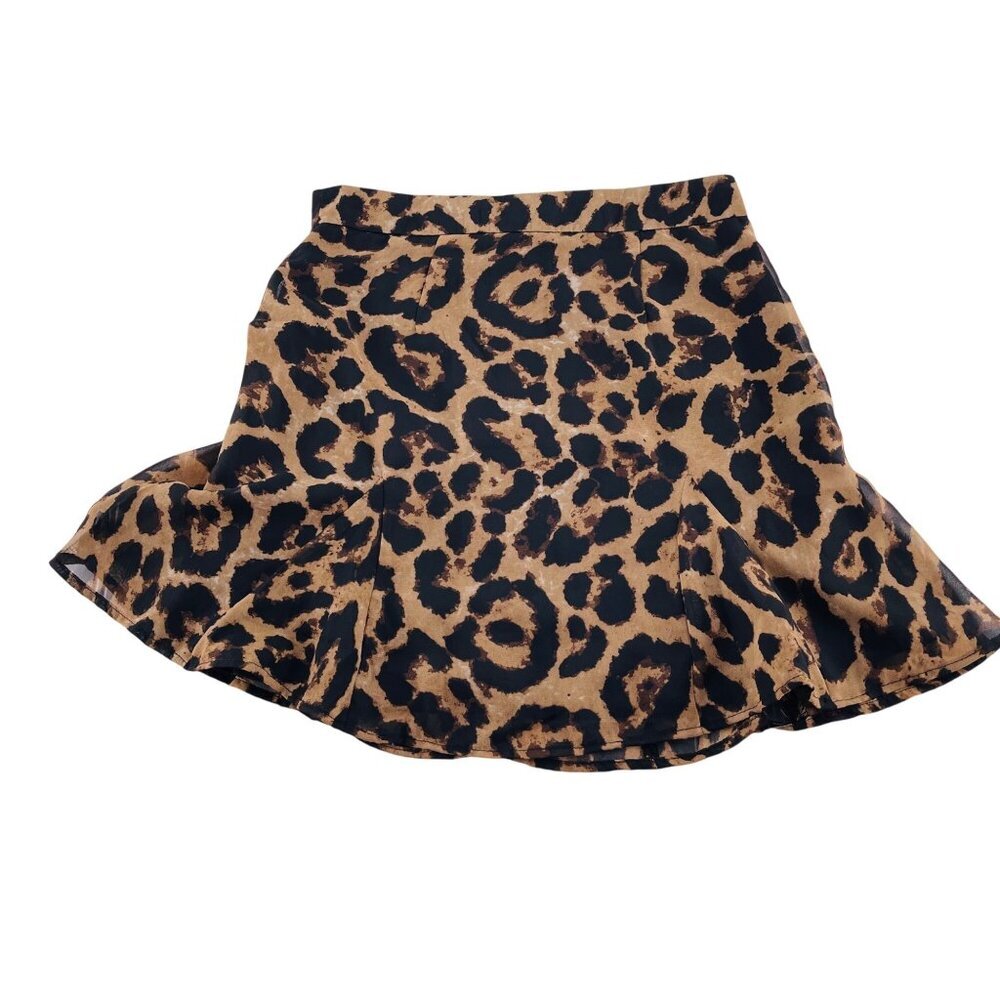 Leopard‎ Print Flared Mini Skirt Womens US 2 UK 6 Nasty Gal Collection